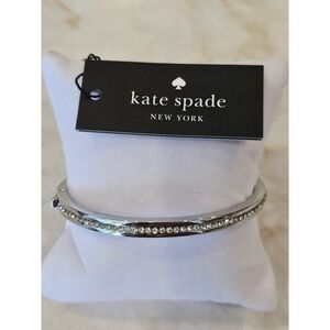 Kate‎ Spade New York Crystal Hinge Bangle Bracelet Silver Tone